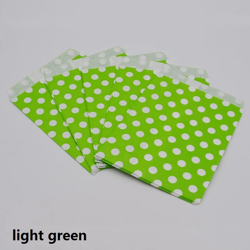 light green 25 шт./лот, 13*18 см, бумажный пакет в горошек, сумки для конфет, кекс и печенья, для детского дня рождения, упаковки продуктов, свадебные украшения - Цвет: light green