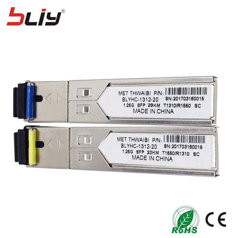 10 пар bliy sfp модуль SC 20 км одиночный режим волоконный коммутатор gigabit ethernet
