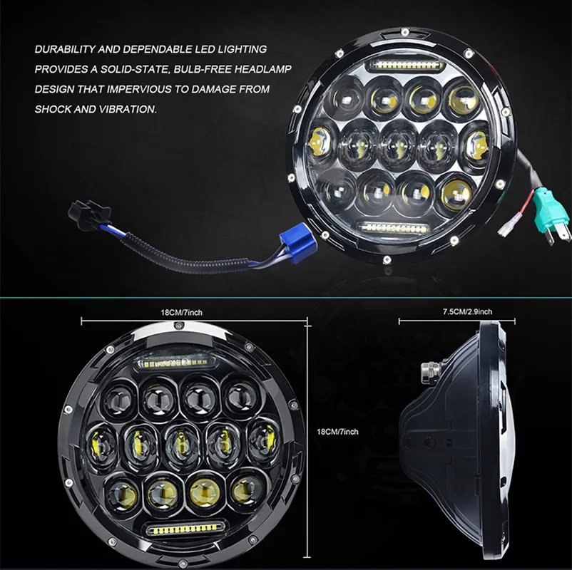 Светодиодный налобный фонарь 7 дюймов 80 Вт белый светильник H4 H13 дальний и Дальний