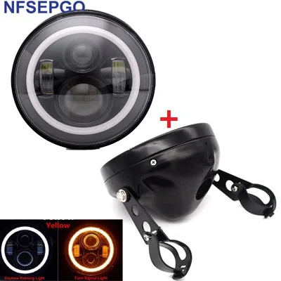40W halo 75 Вт светодиодный налобный фонарь 7 дюймов moto rcycle налобный фонарь DRL лампа с гало " мото корпус ведро для FatBoy Heritage Softail Road King - Цвет: 40W halo