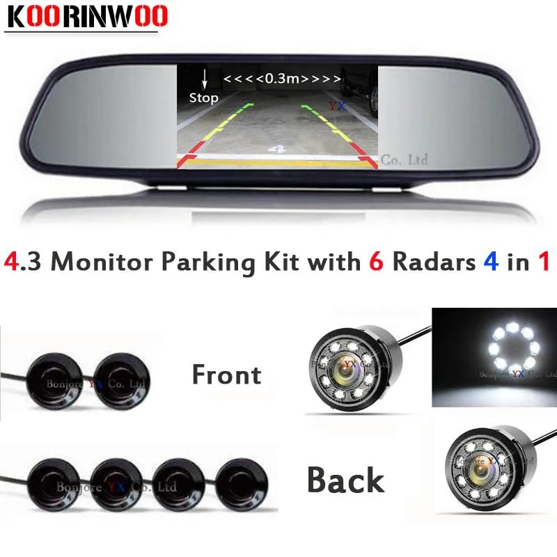 KOORINWOO 4 в датчик парковки видео Реверсивные радары парктроник с камерой заднего