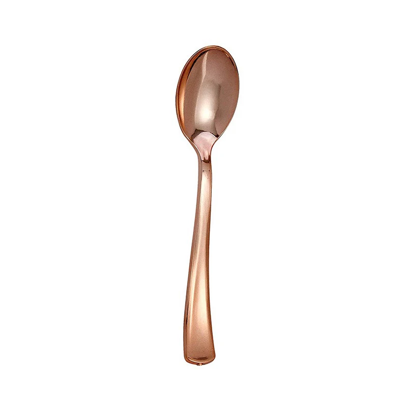 25 Rose Gold Spoons Одноразовые пластиковые тарелки для посуды, скатерть из розового золота, 7 шт., воздушный шар для свадьбы, вечеринки в честь рождения ребенка - Цвет: 25 Rose Gold Spoons