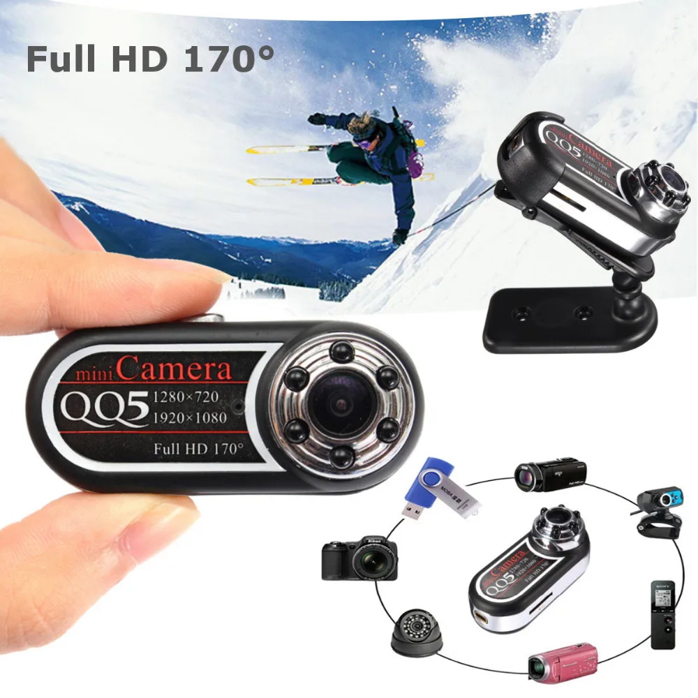 QQ5 мини камера Full HD 1080P ночное видение видеокамера 12MP веб 170 широкоугольный