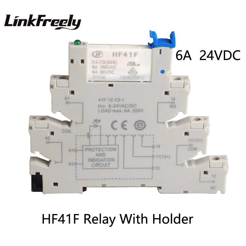 HF41F 24-ZS 1 шт. интегрированное печатное Крепление Реле питания с держателем реле 24VDC 6A 5 Pin HF41F-24-ZS реле напряжения
