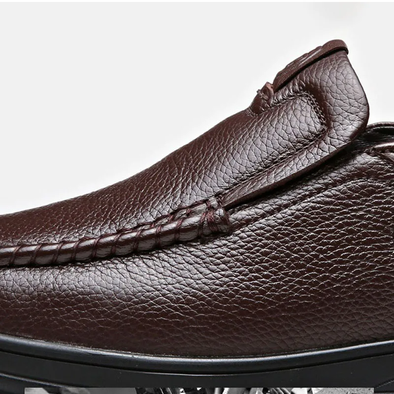 Brand Men's Casual Shoes Soft Brown Slip on Summer Autumn Flats Men Genuine Leather Plus Big Size 45 46 47 Driving | Обувь