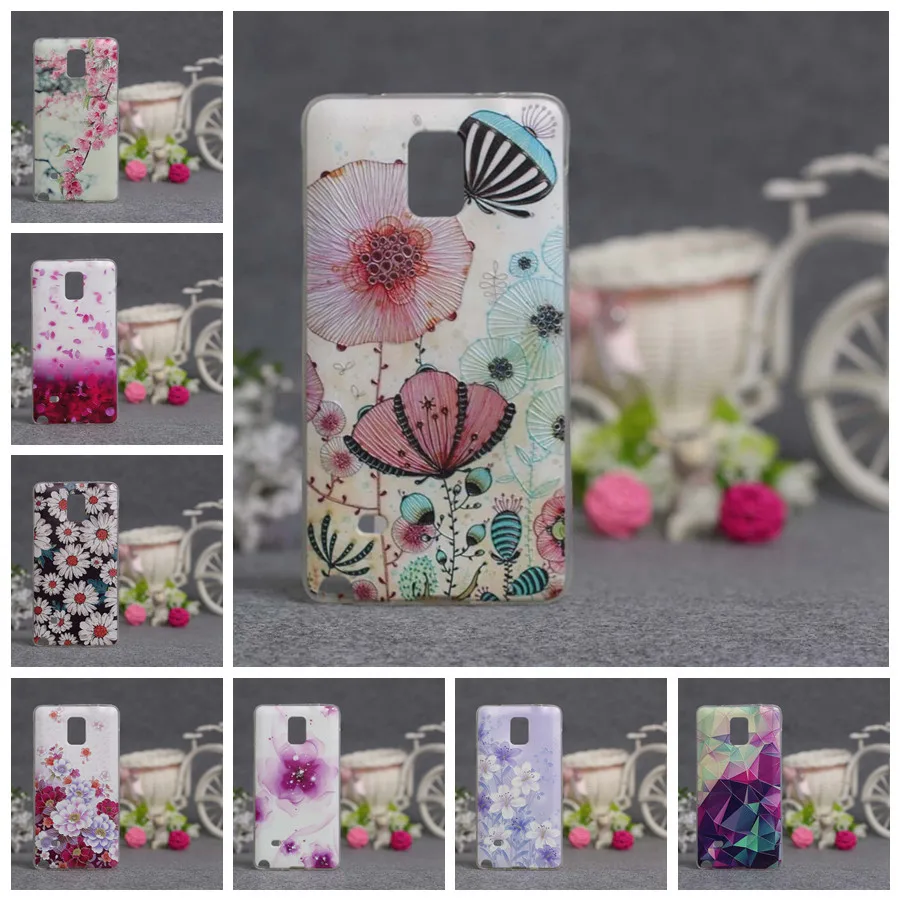 Мягкий чехол из ТПУ с 3D рисунком для Samsung Galaxy Note 4 N9100 силиконовая задняя крышка