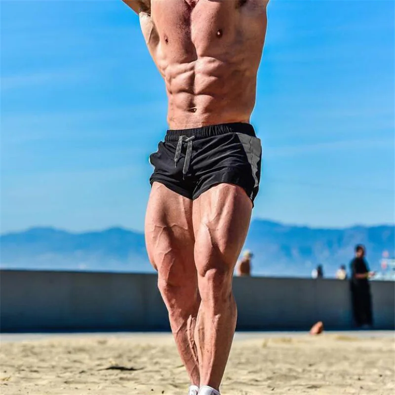 Шорты мужские спортивные тонкие брендовые джоггеры Лоскутные для бодибилдинга