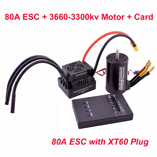80A 3660-3300KV Card Водонепроницаемый S-80A 80A/S-120A 120A 2-4S ESC+ 3660 3300KV 3800KV/3670 2150KV 2650KV бесщеточный двигатель для 1/8 1:8 RC автомобилей грузовых автомобилей - Цвет: 80A 3660-3300KV Card