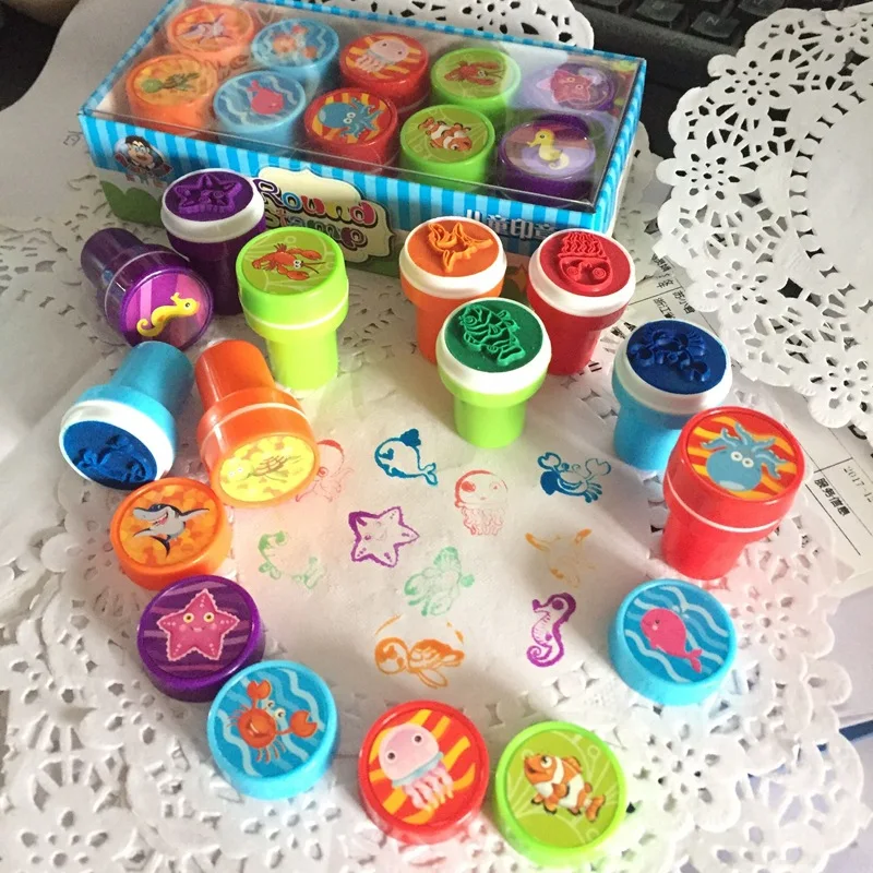 10 шт./лот детские игрушки самочернильные штампы Мультяшные фермы животные наборы
