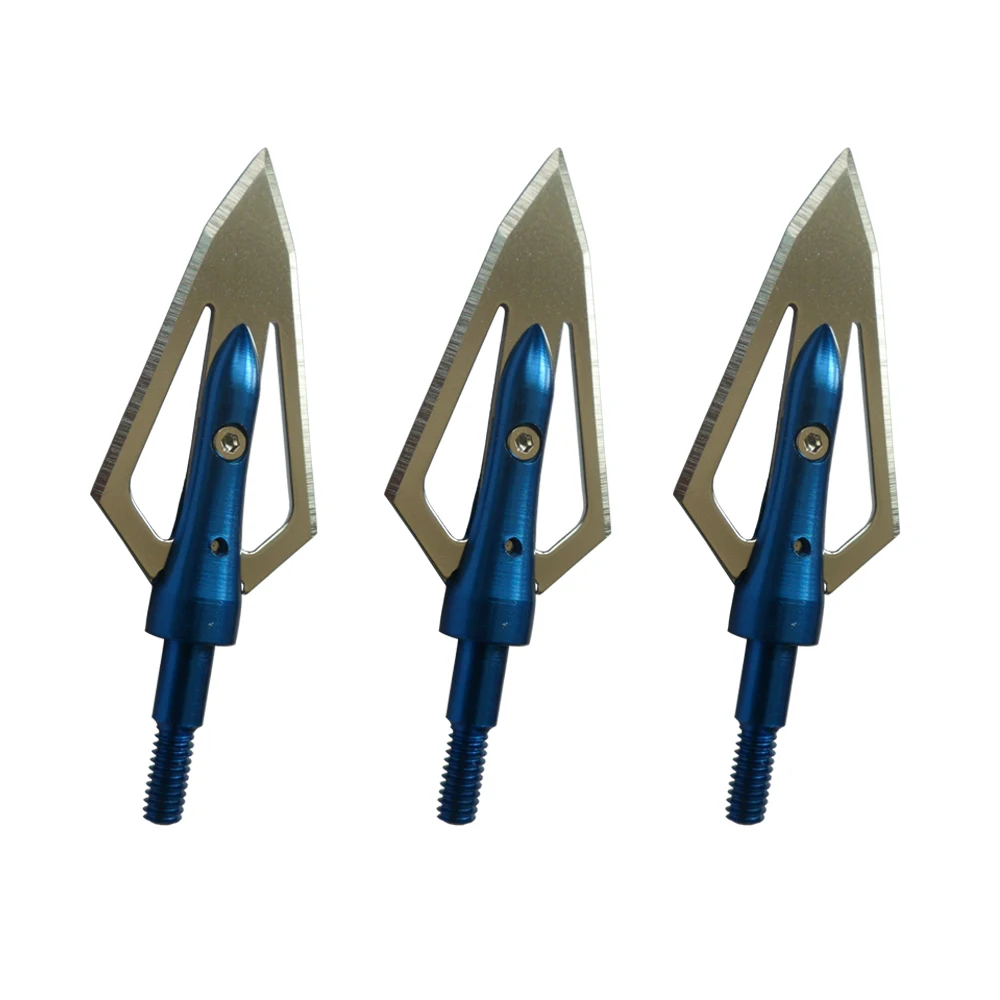 3 шт. голубые наконечники из нержавеющей стали 2 лезвия стрел 100 зерна для охоты на