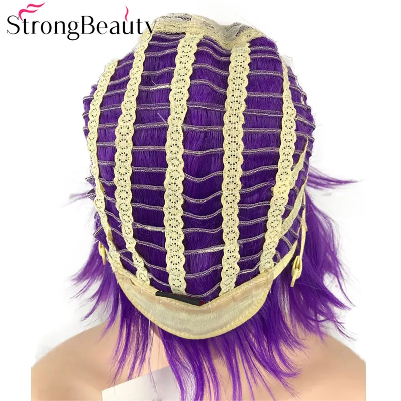 StrongBeauty темно-омбре фиолетовый волнистые парики с зажимом конский хвост Синтетический Косплей парик женские волосы