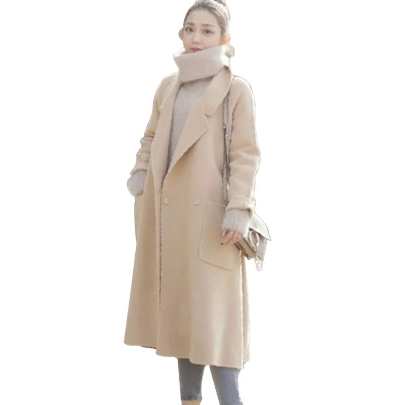 

Women's Winter Thicked Women's Lapel Wool Blend Longline Winter Fall Warm Coat Overcoat