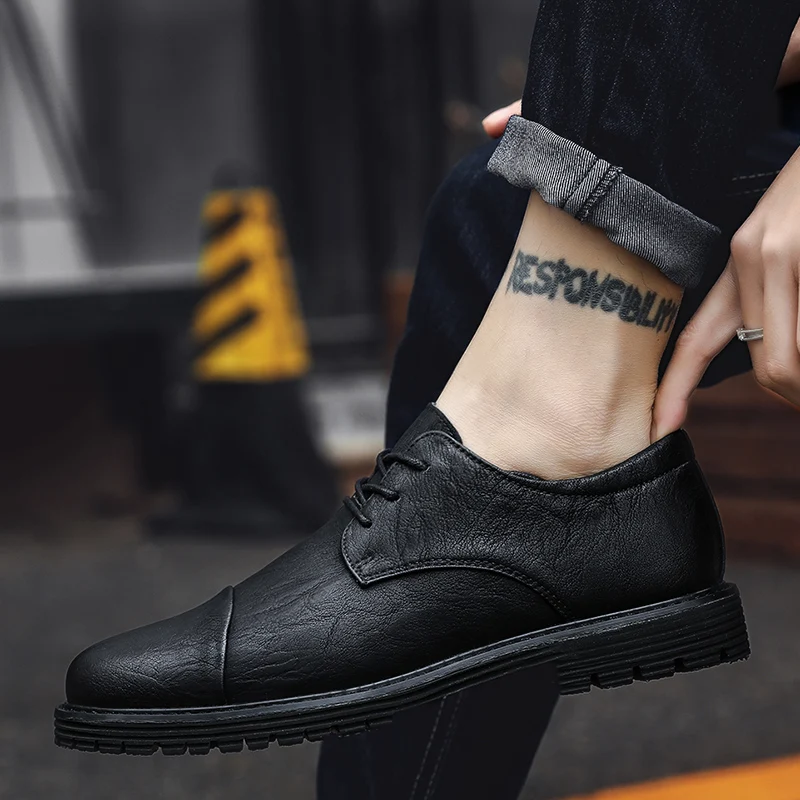 

Fashion Men Shoes lace up oxfords Moccasins Black Shoes Genuine leather Autumn Shoes Men Casual Loafers Chaussure Homme Cuir j3