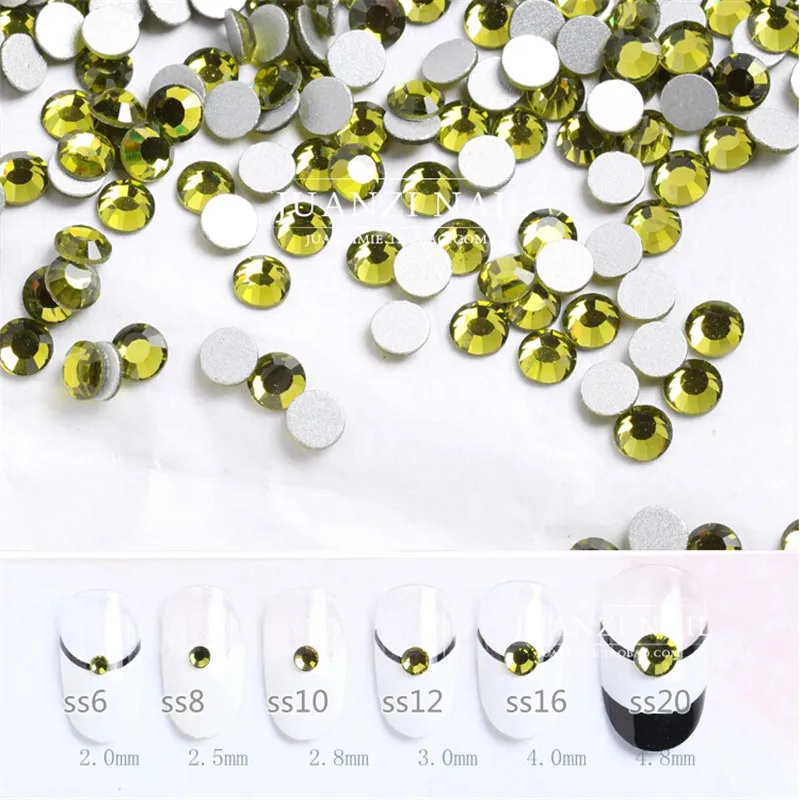 CCBLING Crystal Olivine ss3 ss30 сумка для ногтей Стразы с плоской задней поверхностью без