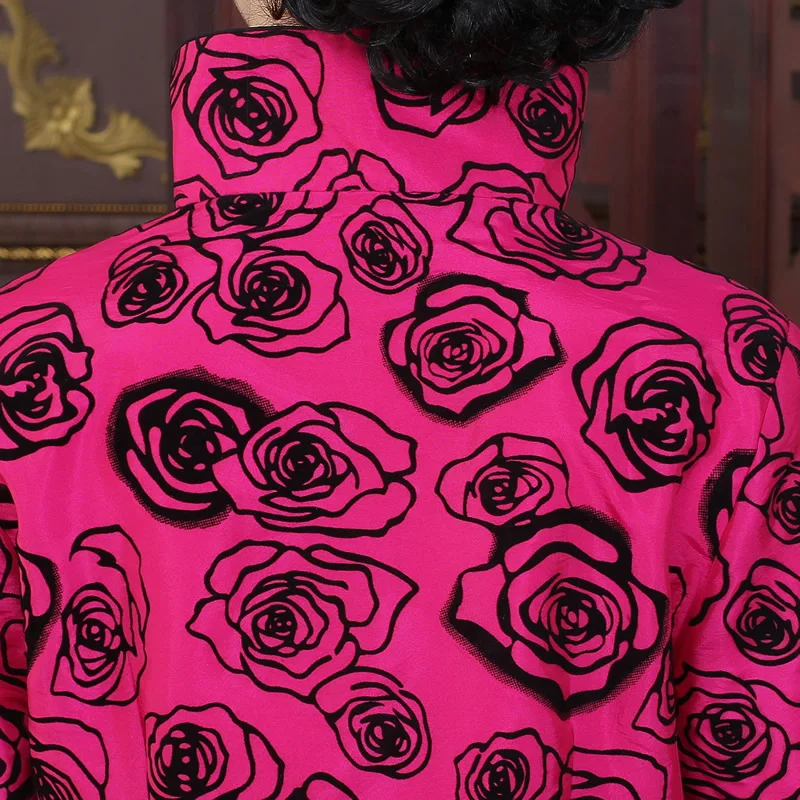 Ярко розовые куртки в китайском традиционном стиле элегантная тонкая куртка