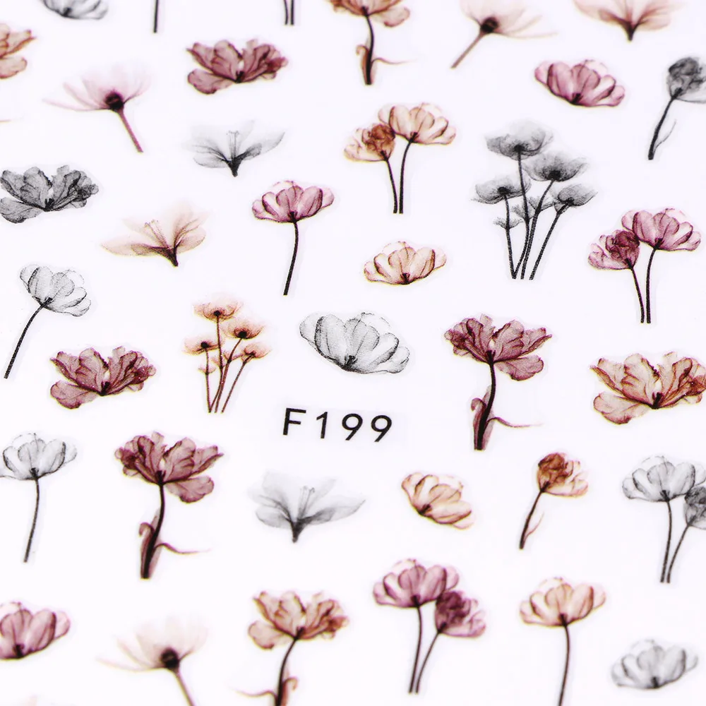 3D для ногтей переводятся с помощью воды в форме одуванчика Стикеры тиснением