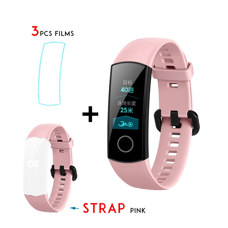 huawei Honor Band 4 Smartband Amoled Полный цвет дисплей сенсорный экран плавание осанка сердечного ритма инфракрасный сенсор вздремнуть сна - Цвет: Pink n pink strap
