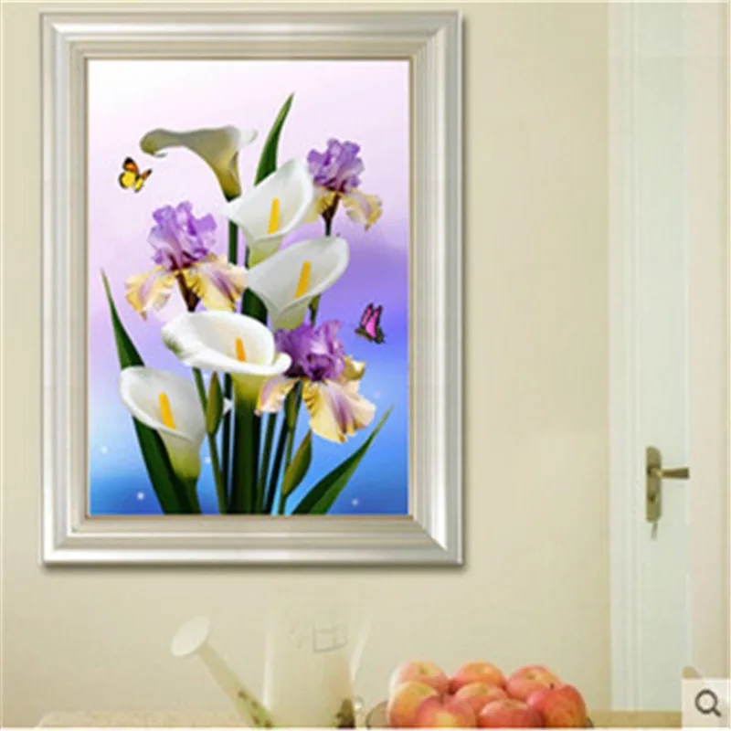 Hot 5d Diy Diamond Embroidery lily flower Painting Cross Stitch Jesus Mosaic Beadwork Rhinestones for Home Decoration 5Z | Дом и сад