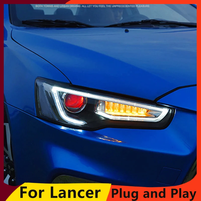 KOWELL автомобильный Стайлинг Головной фонарь для LANCER фары светодиодный ангельские