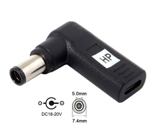 Адаптер питания HP Type C USB 3 1 to DC 7 4*5 0 мм эмулятор PD триггер под углом 90 градусов для