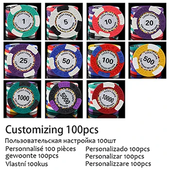Customize 100 шт набор фишек для покера в Лас-Вегасе с 1 коробкой, профессиональный набор фишек для покера в казино 40*3,4 мм 14 г - Цвет: Customize