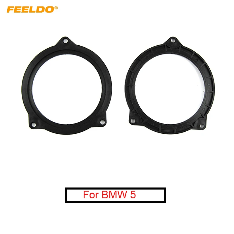 FEELDO 1Pair Car Rear Speaker Spacer Mats Adapter for BMW 5 Mediant Rear Door to 4" Stereo Mat Refit Holder Rings
