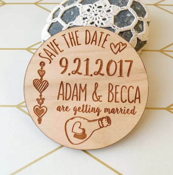 Индивидуальные имена деревенские свадебные деревянные магниты для сохранения