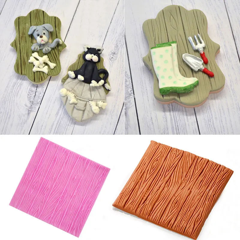 Древесной коры линия текстура силиконовые формы Fondant (сахарная) пресс форма