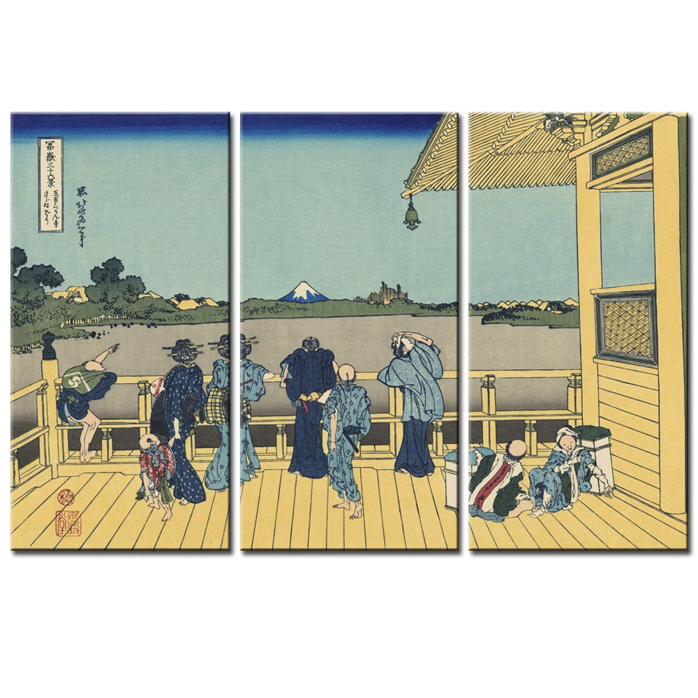 3 шт./компл. японский Ukiyo e холст принт картины весенний тур по гору Fuji живопись