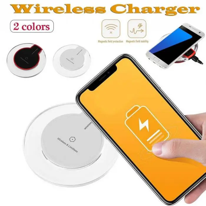 Etmakit Qi Ultra Slim Беспроводной Зарядное устройство Crystal Clear зарядного устройства светодиодный освещения для samsung S7 S8 S8 плюс NK-шопинг
