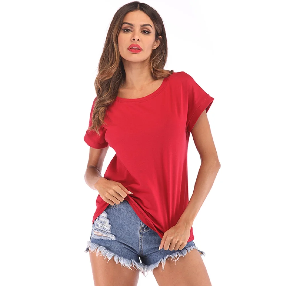 HAOLA женские хлопковые футболки с круглым вырезом для женщин повседневные базовые