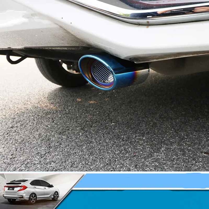 

Blue Stainless Steel Exhaust Pipe Tail Throat For Honda City 2017 Z2AAL138