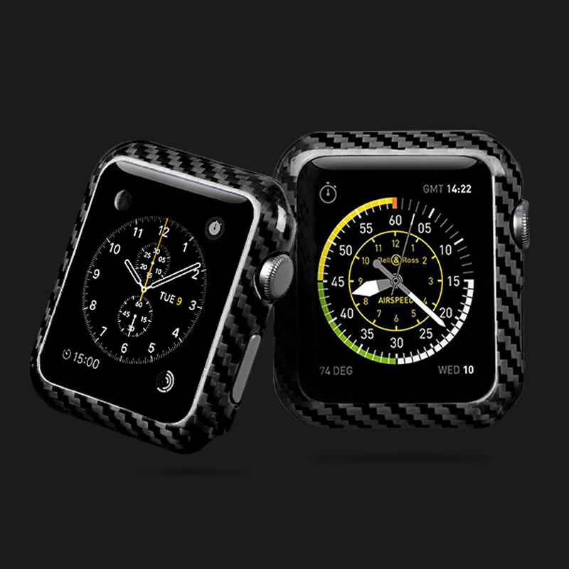 Защитный чехол для Apple Watch Series 4 40 44 мм из натурального углеродного волокна iWatch 3 2 1