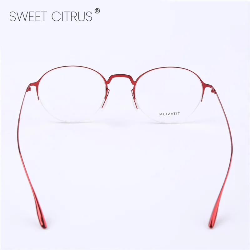 Милые цитрусовые ультралегкие титановые очки оправа для женщин полуобода по