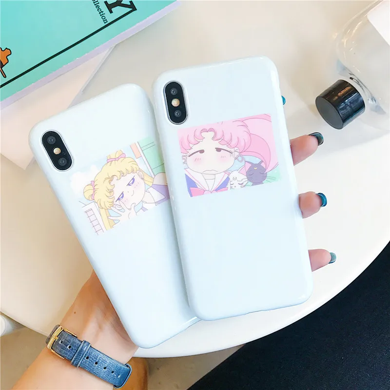 Фигурка Девушки из аниме Сейлор Мун иллюстрация чехол для телефона Kawaii красота