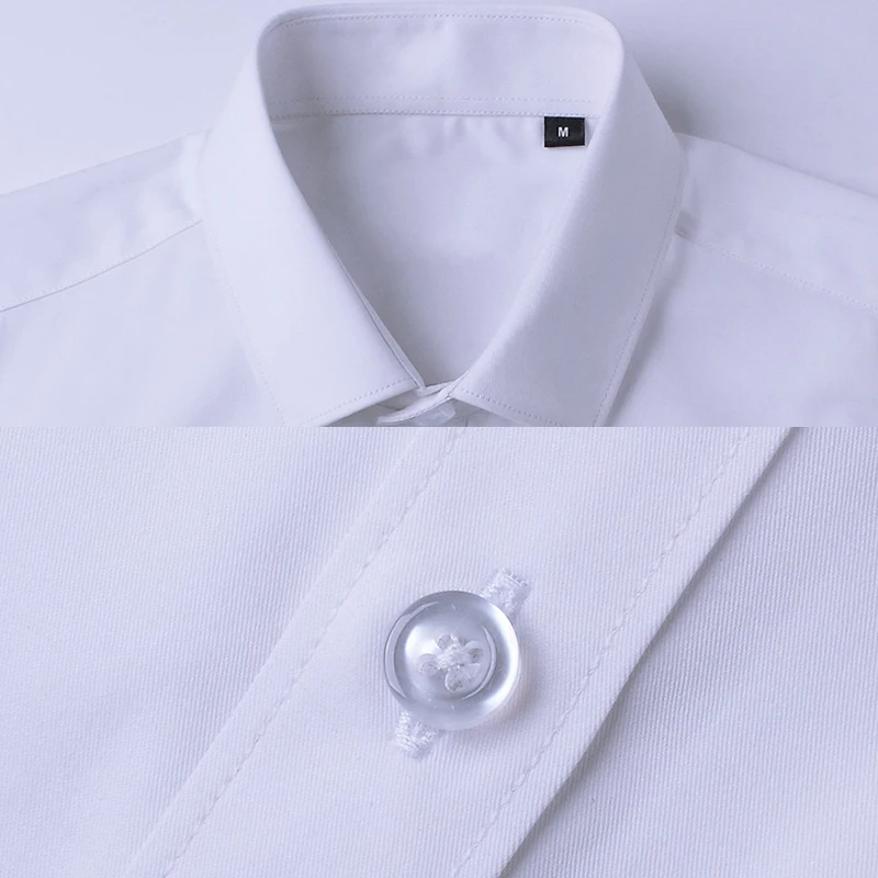 Мужская рубашка Camisas Hombre белая Повседневная Облегающая черного цвета с коротким