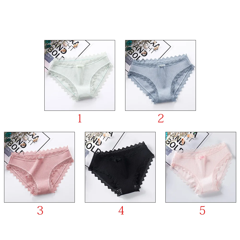 Briefs Soft Sexy Lace Elastic Thread Panties Lingerie Girls Breathable Cotton Solid Crotch Bowknot Intimates Women Underwear |