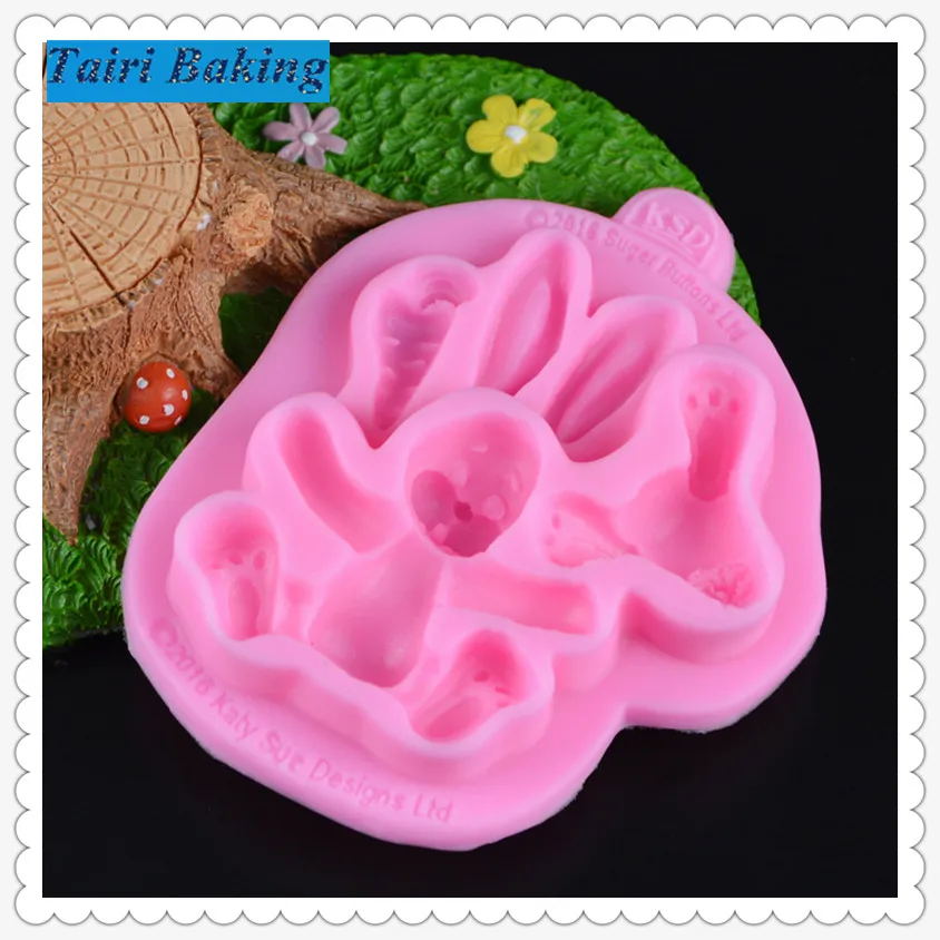 2016 Новинка! милые животные кролик заяц Силиконовые помадка для торта украшения