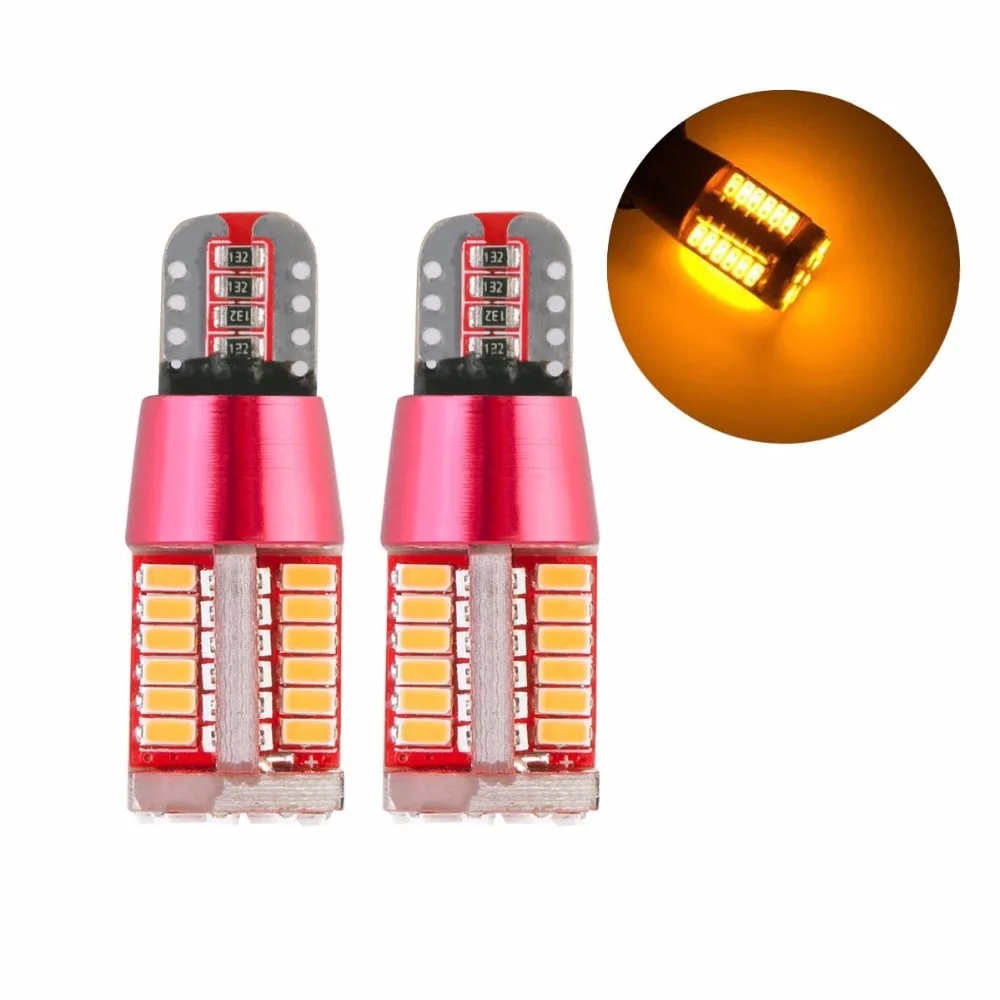 

2pcs T10 57SMD Amber Super Bright LED Canbus Error Free Car Wedge Light Bulb Clearance light Door light 194 168 2825 W5W