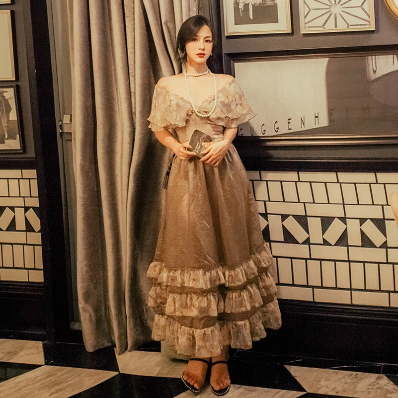 2021 модные с новыми принтами Облегающее оборками v образным вырезом платье для