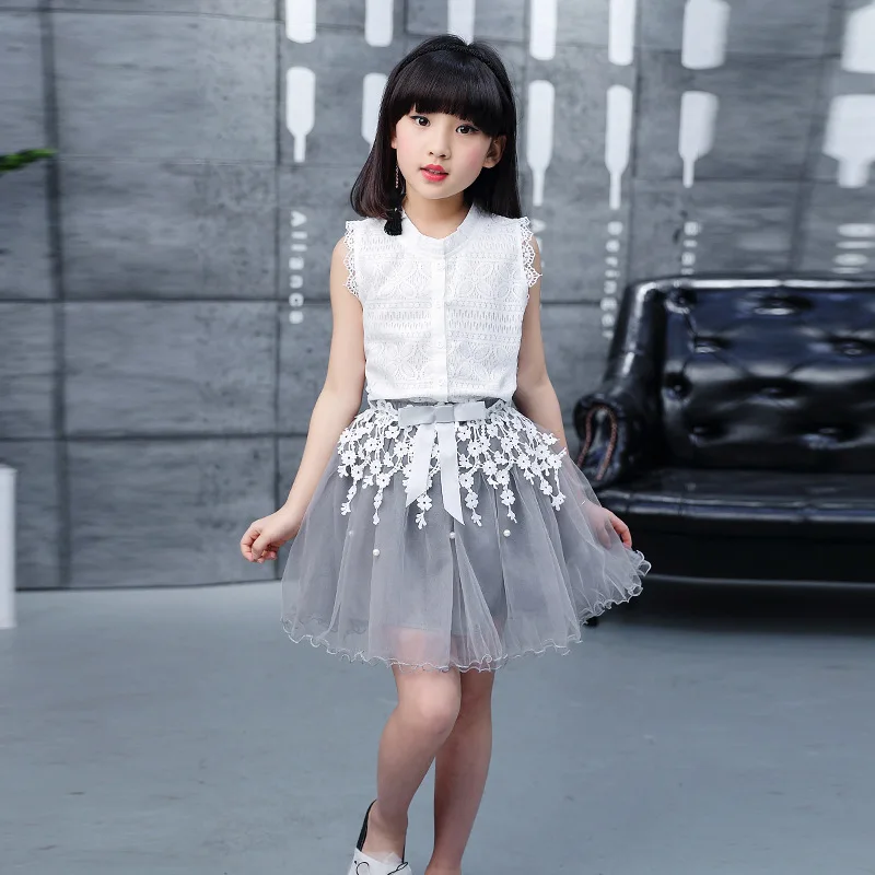 Летняя модная блузка без рукавов с кружевами в стиле пэчворк для девочек газовая