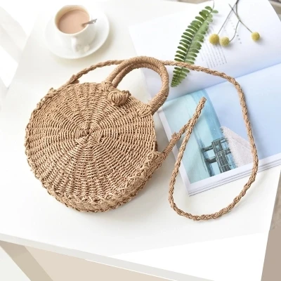 Круглая плетеная Соломенная Сумка для женщин богемный пляжный круглый