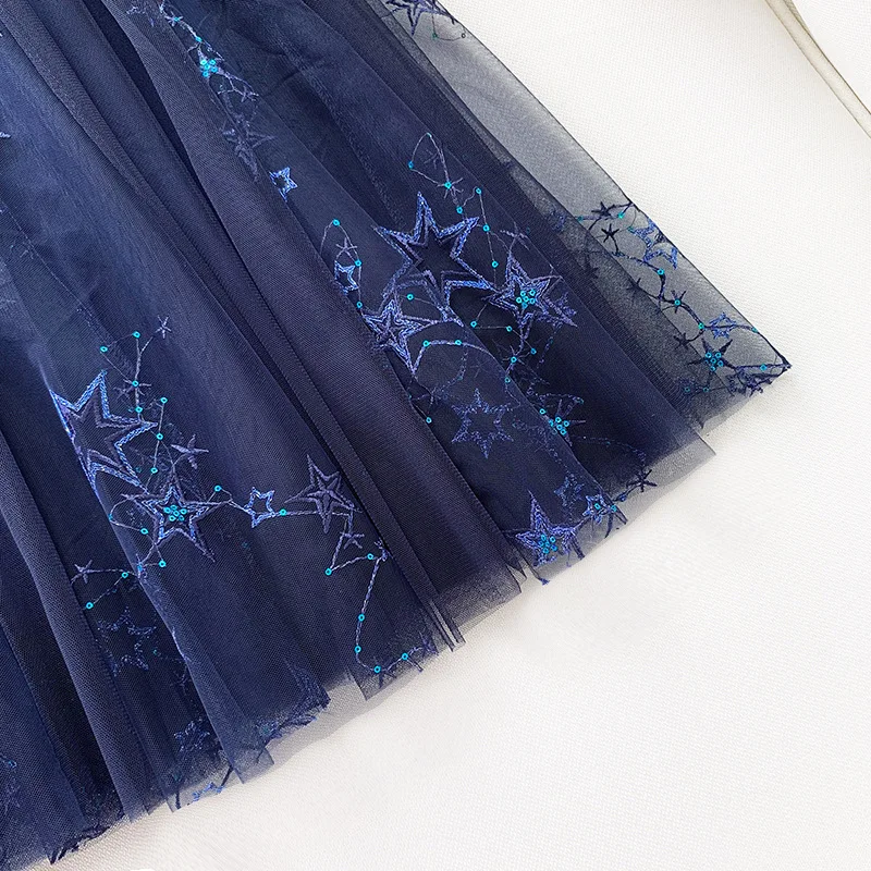 Женская фатиновая юбка с блестками бальная трехслойная длинная звездного неба