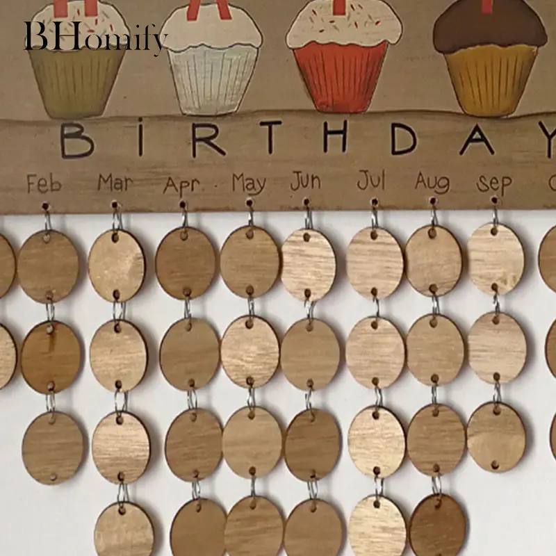 Bhomify DIY деревянный С Днем Рождения Декор календарь доска Happy Cake знак особые даты