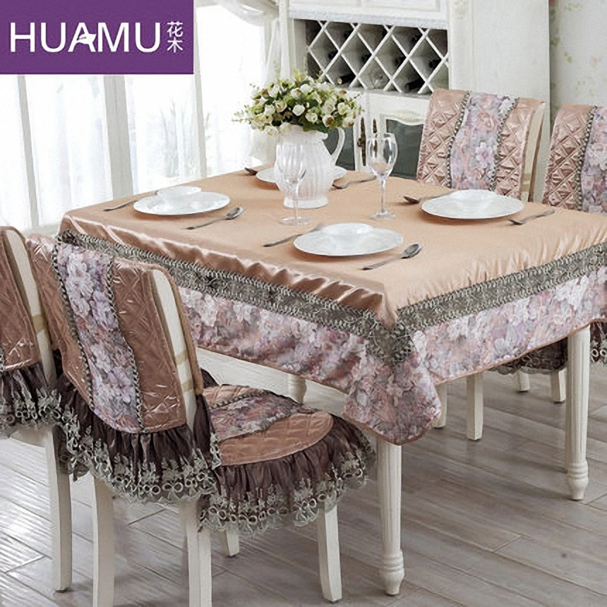 Высококачественная розовая коричневая Европейская скатерть для обеденного