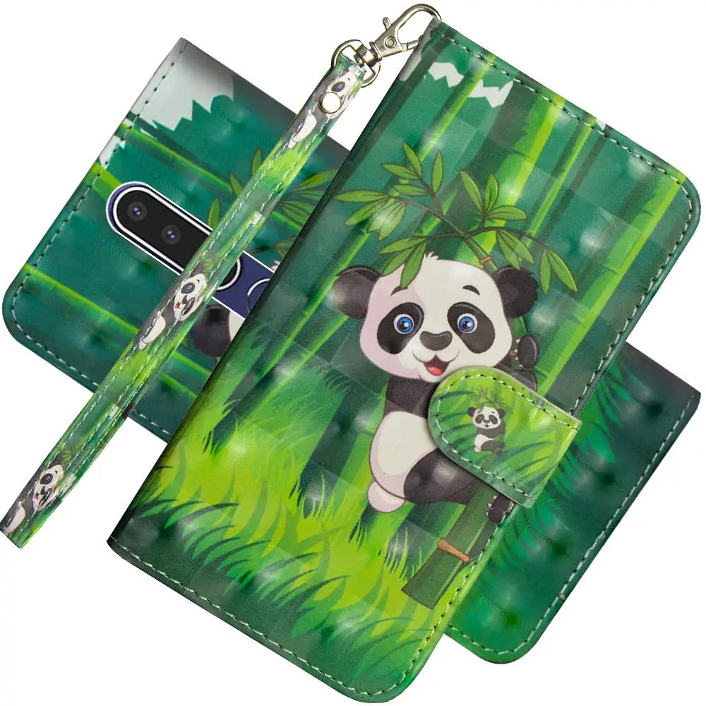 Panda 3D мультяшный чехол для Nokia 8,1 7,1 6,1 5,1 3,1 2,1 7 Plus крышка из искусственной кожи чехол-портмоне с откидной крышкой чехол для Nokia 4,2 3,2 для детей возрастом 2, 3, 5, 6, 8, 9 - Цвет: Panda