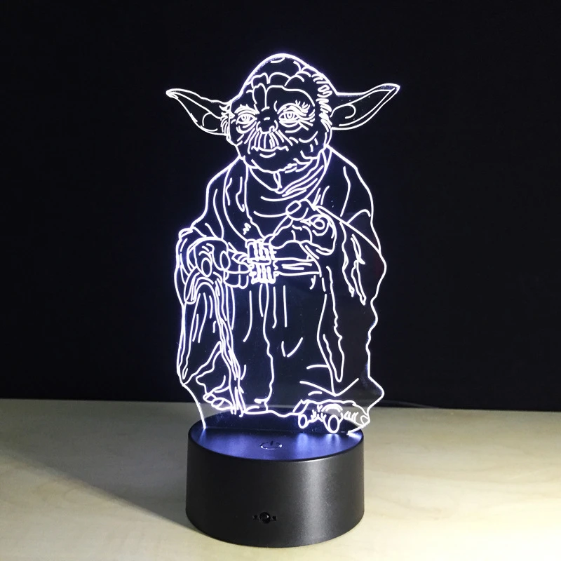 3D Звездные войны йода ночные огни Светодиодный USB настольная лампа визуальные фары 7 цветов Изменение Настольная лампа творческие украшения малыш подарок