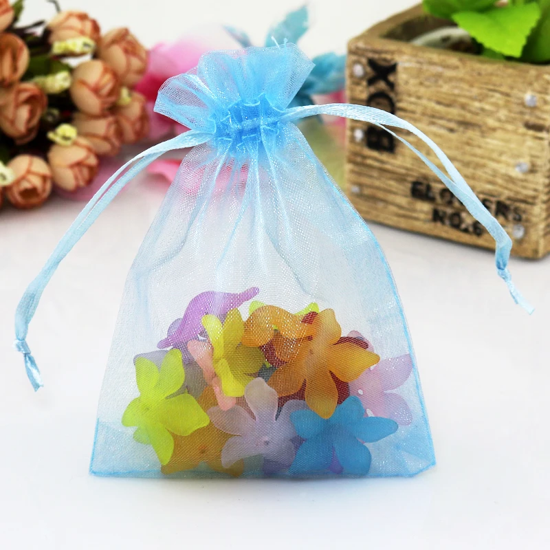 

Organza Bag Wholesale 100pcs/lot 20x30cm Light Blue Organza Tull Sheer Bolsa Gift Bag Cute Jewelry Packaging Bag & Pouches