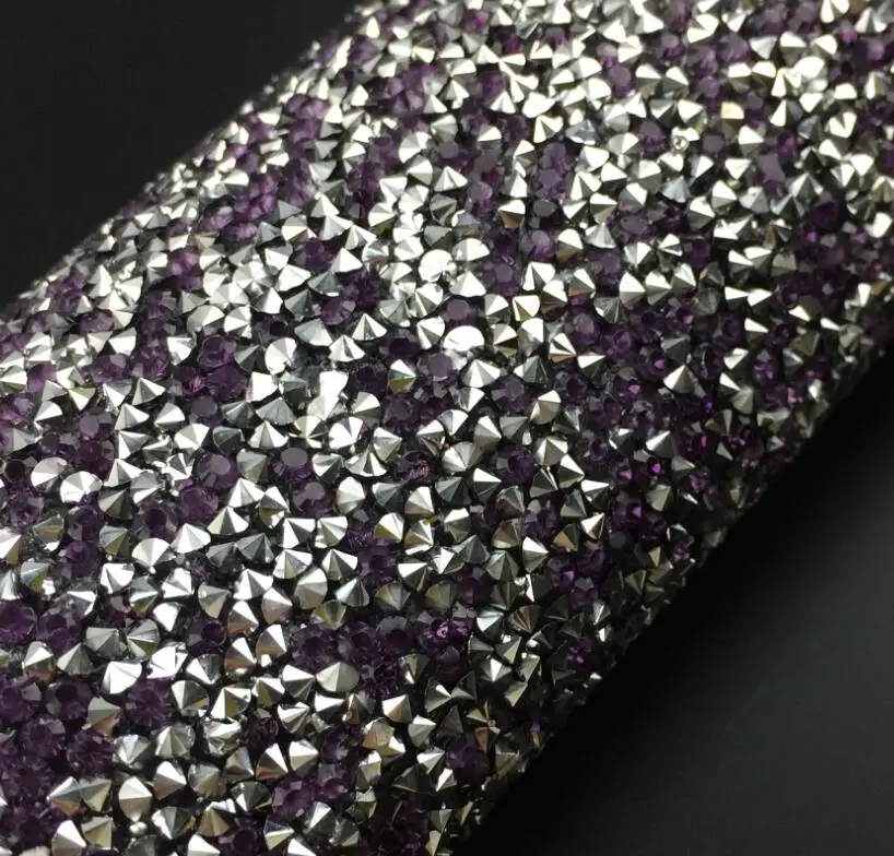 purple with silver Стразы для обрезки, 1 лист/Лот, 24*40 см, дизайн ногтей, фон для фотосъемки, мигание, горячая фиксация, самоклеющиеся, сделай сам, сверкающий драгоценный камень, окантовка - Цвет: purple with silver