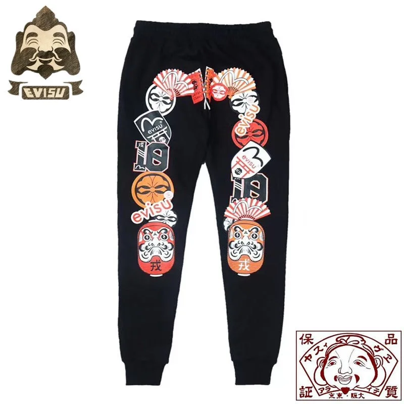 Evisu аутентичные новые высококачественные теплые дышащие мужские трендовые спортивные штаны с вышивкой Tumbler мужские повседневные штаны F083